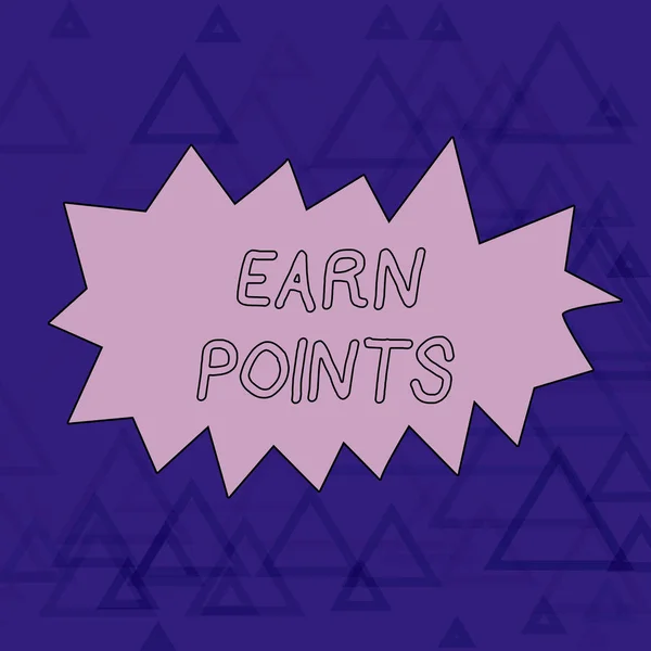 Word writing text Earn Points. Business concept for getting praise or approval for something you have done Outline Figure of Triangle Mesh Pattern in Two Tone Violet for Modern Design.