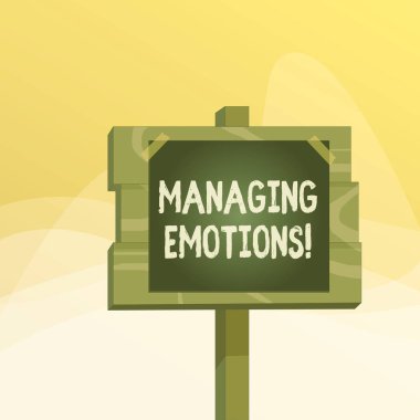 Duyguları Yönetme'yi gösteren not yazma. İş fotoğraf vitrin yeteneği duygulara açık ve kendini Ahşap tahta ahşap sopa kutup kağıt notu yapışkan bant bağlı onları modüle.