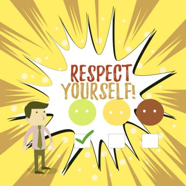 Kendine Saygı'yı gösteren bir not yazmak. İş fotoğraf size iyi ve layık iyi Beyaz Anket Anket Seçimi Memnuniyeti Yeşil Tick tedavi olmak inanan vitrin.