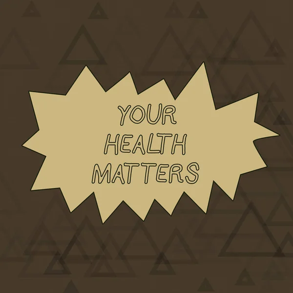 Wortwörtliches Texten ist Ihre Gesundheit wichtig. Business-Konzept für eine gute Gesundheit ist am wichtigsten unter anderem umreißen Figur des Dreieck-Netz-Muster in zwei Farbtönen violett für modernes Design. — Stockfoto