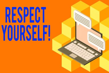 El yazısı metin Respect Yourself. Kavram iyi ve layık iyi Laptop internet kablosuz mesajlaşma bilgi gönderme alma tedavi ediliyor inanan anlamı.