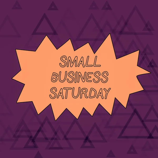 Word writing text Small Business Saturday. Business concept for American shopping holiday held during the Saturday Outline Figure of Triangle Mesh Pattern in Two Tone Violet for Modern Design.