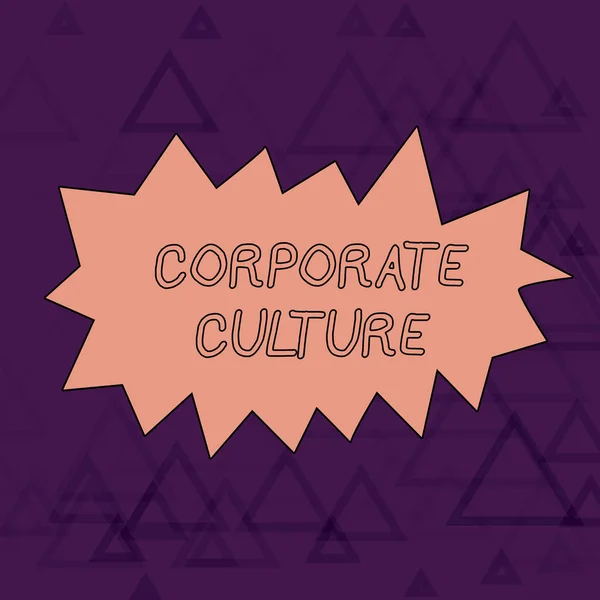 Word writing text Corporate Culture. Business concept for pervasive values and attitudes that characterize a company Outline Figure of Triangle Mesh Pattern in Two Tone Violet for Modern Design.