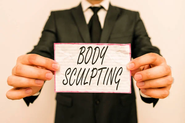 Text sign showing Body Sculpting. Conceptual photo activity of increasing the body s is visible muscle tone.