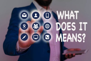 Soru Ne Anlama Geldiğini gösteren not yazma. İş fotoğraf vitrin bir şey dedi ve anlamıyorum anlam soran.