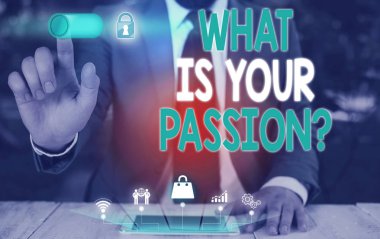 El yazısı metin Tutku Nuz Nedir Sorusu. Kavram anlamı onun güçlü ve ancak kontrol edilebilir duygu Erkek insan giyim resmi iş elbisesi akıllı cihaz kullanarak sunum sunan hakkında soran.