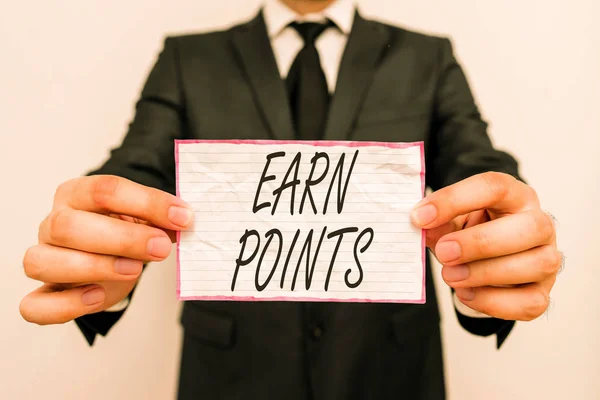 Text sign showing Earn Points. Conceptual photo getting praise or approval for something you have done.