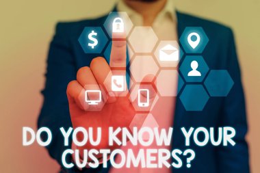 Word yazma metni Müşterilerinizi Biliyor musunuz sorusu. Müşteriyi tanımlamak için iş kavramı doğadır.