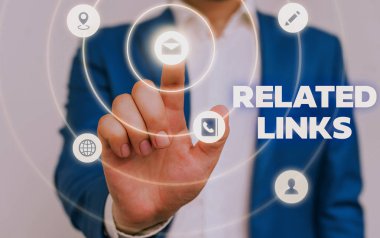 El yazısı metin ilgili bağlantılar. Web sitesi içindeki bir Web sayfası çapraz başvuru Hotlinks köprüler anlam kavramı.