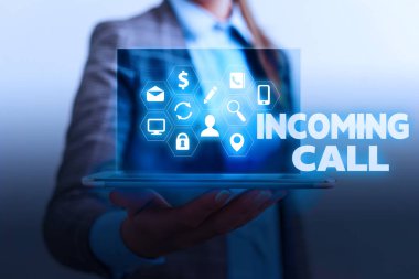 Gelen Çağrı yazma el yazısı metin. Kavram anlamı Gelen Arayan Kimliği Telefon Sesli Mesaj Vidcall.