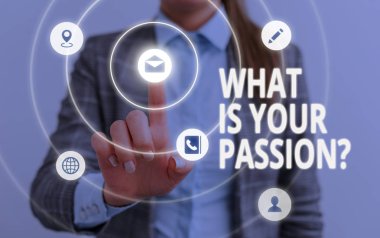 Kelime yazma metni Tutkunuz Nedir Sorusu. Onun güçlü ve ancak kontrol edilebilir duygu hakkında sormak için Iş kavramı.