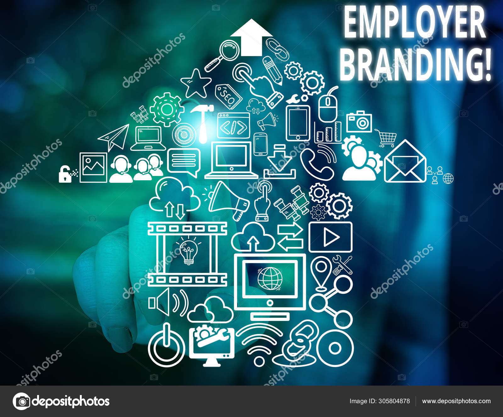 Conceptual Hand Writing Showing Employer Branding Business Photo Text Promoting Company Employer Choice To Desired Target Group Woman Wear Work Suit Presenting Presentation Smart Device Stock Photo By C Artursz