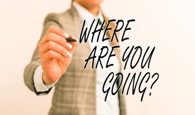 Nereye gittiğini gösteren kavramsal el yazısı. İş fotoğraflarında birilerine varış noktasının iş kadınlarına kalemle boş yeri göstermek olduğunu sorarlardı..