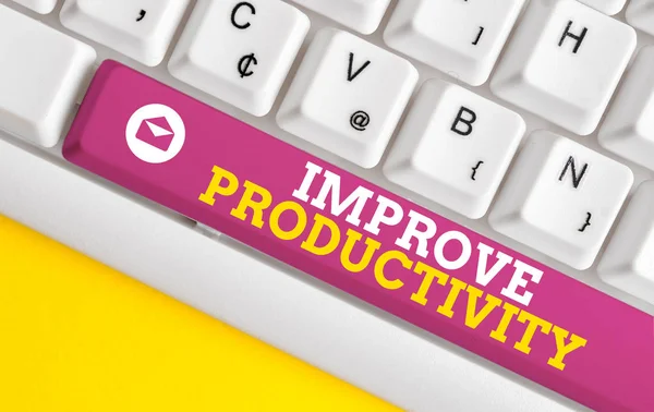 Word writing text Improve Productivity. Business concept for to increase the machine and process efficiency White pc keyboard with empty note paper above white background key copy space.