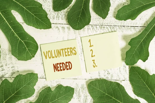 Text sign showing Volunteers Needed. Conceptual photo need work or help for organization without being paid.