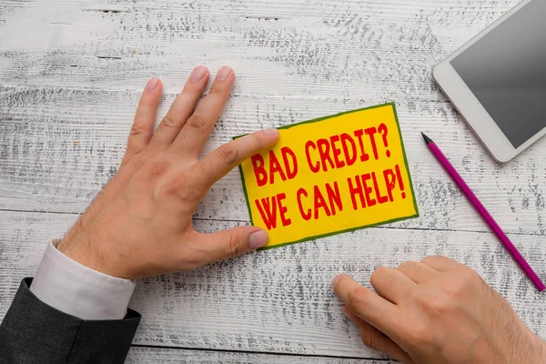Handwriting text writing Bad Creditquestion We Can Help. Concept meaning offerr help to gain positive payment history.