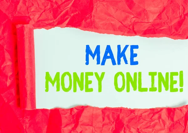 Make Money Online'ı gösteren not yazma. Freelancing veya pazarlama gibi internet kullanarak kar yapma İş fotoğraf vitrin. — Stok fotoğraf