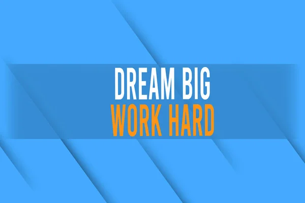 Handwriting text writing Dream Big Work Hard. Concept meaning Believe in yourself and follow the dreams and goals Repetition of Diagonal Shadowed Stripes. Slanting Shaded Lines Pattern.