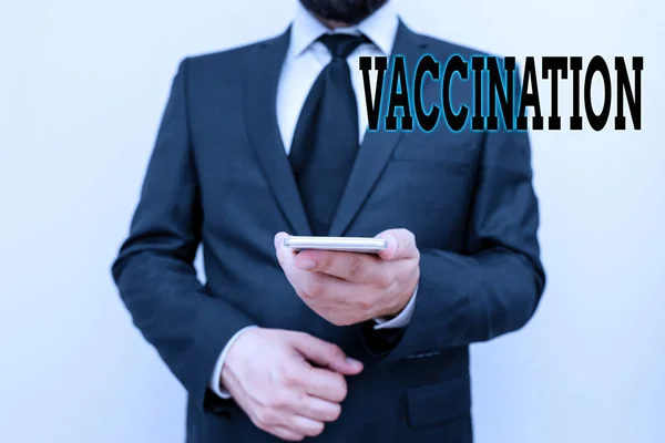 Handstilstext Vaccination. Begreppet betyder behandling som gör kroppen starkare mot infektion. — Stockfoto