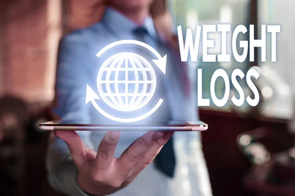 Textschreiben Gewichtsverlust. Geschäftskonzept zur Verringerung der Körperflüssigkeit Muskelmasse reduzieren Fettgewebe entsorgen. — Stockfoto
