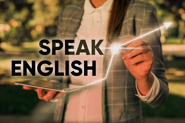 Parola di scrittura del testo Parlare inglese. Business concept per studiare un'altra lingua straniera Corsi verbali online . — Foto Stock