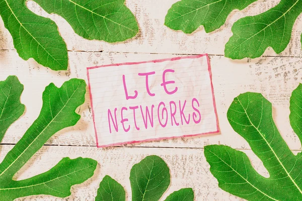 El yazısı metin Lte Networks. Kavram anlamı Kablosuz iletişim için mevcut en hızlı ağ bağlantısı. — Stok fotoğraf