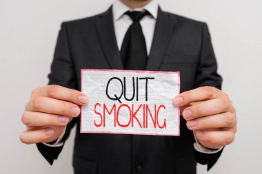 El yazısı metin Sigarayı Bırak. Tütün bağımlılığının durdurulması veya durdurulması anlamına gelen kavram.