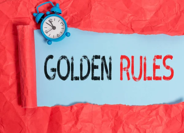 Slovo psaní textu Zlatá pravidla. Obchodní koncept pro základní princip, který by měl být dodržen Důležitý princip. — Stock fotografie