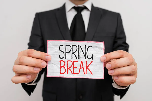 Texte manuscrit Spring Break. Signification du concept Vacances à l'école et à l'université au printemps . — Photo