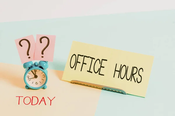 Handwriting text writing Office Hours. Concept meaning The hours which business is normally conducted Working time.