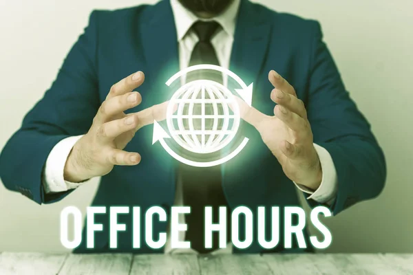 Texto de caligrafia Horas de escritório. Conceito significado As horas que o negócio é conduzido normalmente Tempo de trabalho . — Fotografia de Stock