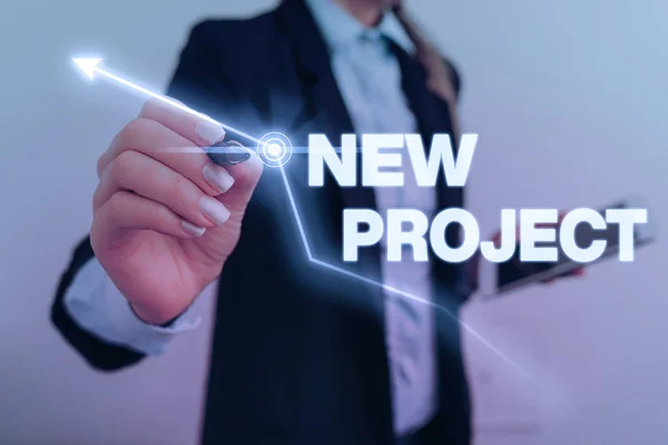 Tekst teken dat nieuw project weergeeft. Conceptuele foto individuele onderneming die is gepland om een bepaald doel te bereiken. — Stockfoto