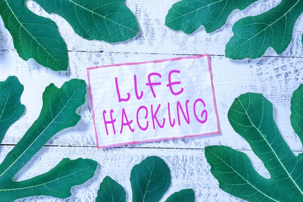 Handwriting text Life Hacking. Concept meaning Simple and clever techniques in accomplishing task easily.