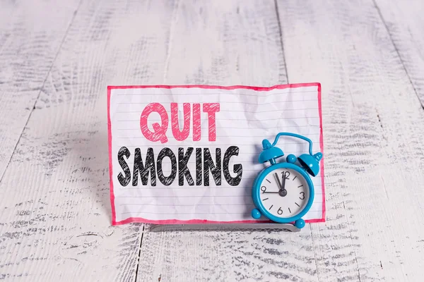 Text sign showing Quit Smoking. Conceptual photo Discontinuing or stopping the use of tobacco addiction. — Stock Photo, Image