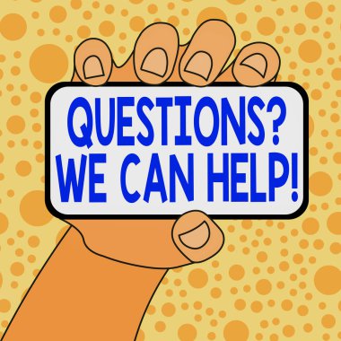 Sorular Soru Biz Yardımcı Olabilirgösteren not yazma. Boş Ekran ve Metin Alanı ile Akıllı Telefonun Yakın Çekimini Öğrenmek Isteyenlere Yardım Sunan İş fotoğrafı vitrin.