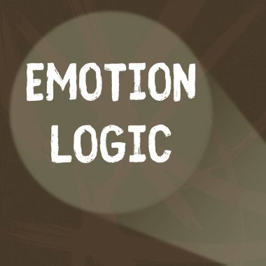 El yazısı metin Duygu Mantık. Kavram anlamı Kalp veya Beyin Soul veya Zeka Confusion Eşit Denge Soyut Mor Monokrom Düzensizlik Leke ve Boya Desen Splash.