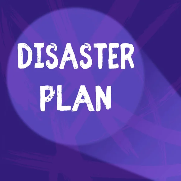 Handwriting text Disaster Plan. Concept meaning Respond to Emergency Preparedness Survival and First Aid Kit Abstract Violet Monochrome of Disarray Smudge and Splash of Paint Pattern.