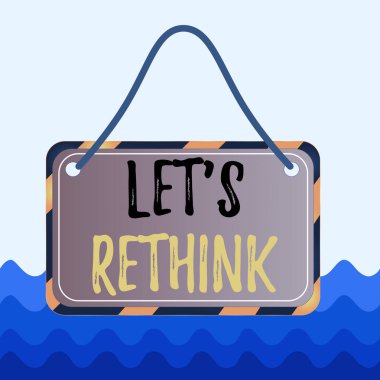 S Rethink göstererek kavramsal el yazısı. Bir Afterthought To Remember Reconsider Reevaluate Board gösteren Iş fotoğrafı dize rengi siyah sarı çerçeve dikdörtgen şekil eklemek.