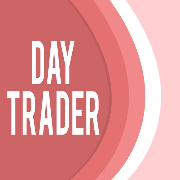 Handwriting text Day Trader. Concept meaning A demonstrating that buy and sell financial instrument within the day Three Tone Curve with Shadow Dividing Background into Light and Dark in Maroon.
