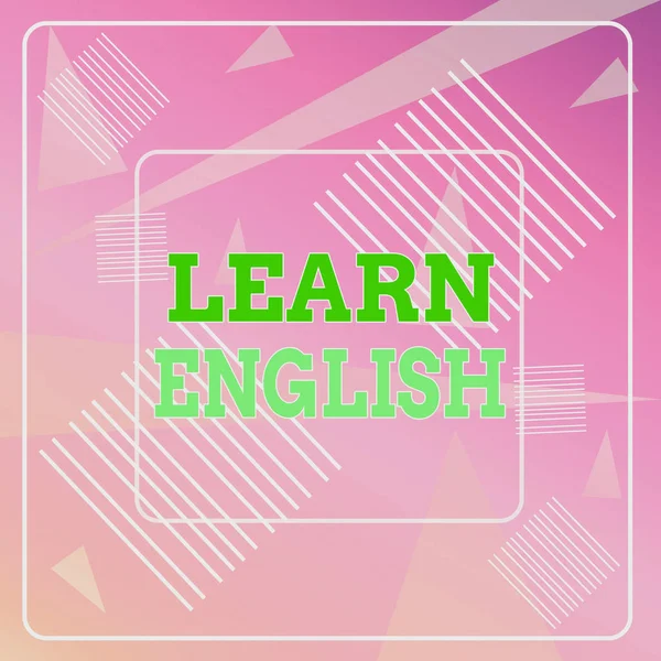 Word writing text Learn English. Business concept for Universal Language Easy Communication and Understand Geometric Background Pastel Pink 12 Dash Squares SemiTransparent Triangles.