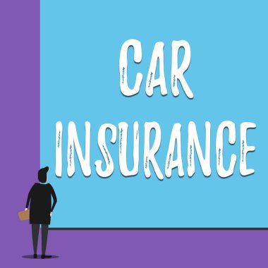 Araç Sigortası'nı gösteren kavramsal el yazısı. İş fotoğraf vitrin Kazaları kapsama Kapsamlı Politika Motorlu Araç Garanti Geri görünüm genç kadın boş büyük dikdörtgen izliyor.