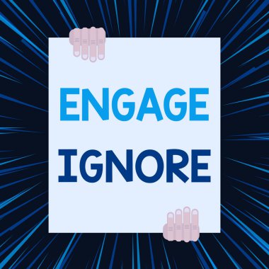 El yazısı metin yazma Engage Yoksayın. Kavram anlamı Sessiz Tedavi Manipülatif Ceza Shunning İki el geometrik arka plan tasarımı aşağı büyük boş dikdörtgen tutan.