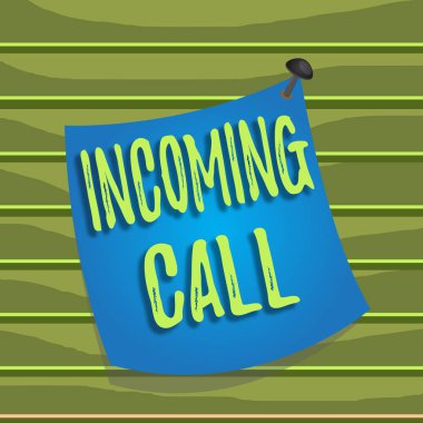 Gelen Çağrı'yı gösteren kavramsal el yazısı. İş fotoğraf metin Gelen Alınan Arayan Kimliği Telefon Sesli Mesaj Vidcall Eğri hatırlatma kağıt notu renkli yüzey pin çerçevesi çivilenmiş.