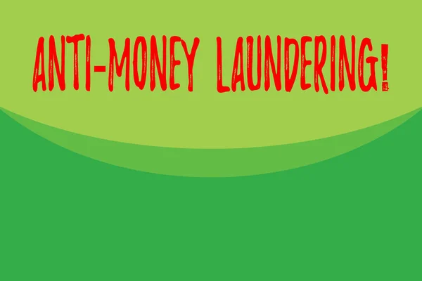 Writing note showing Anti Money Laundering. Business photo showcasing regulations stop generating income through illegal actions Abstract waving background semicircle pattern design. Simple Wallpaper.