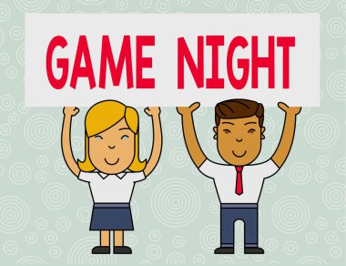 Kelime yazma metin Oyun Gecesi. Milletin bir araya gelmek amacıyla bir araya gelebilen iki Gülen Kişi Tutarak Büyük Boş Poster Panosu Nu İki Eliyle Tepebaşı'nda buluşturacak ları etkinlik için iş konsepti.