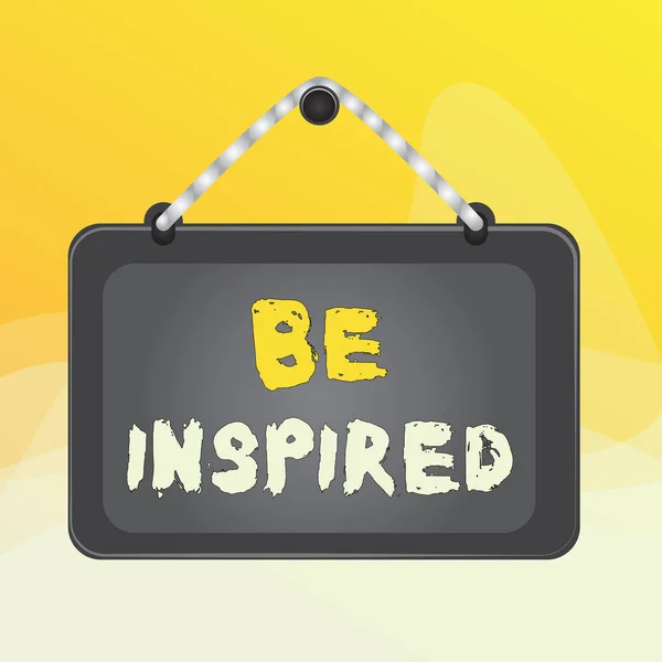 Writing note showing Be Inspired. Business photo showcasing extraordinary quality as arising from some creative impulse Board fixed nail frame colored background rectangle panel. — Stockfoto