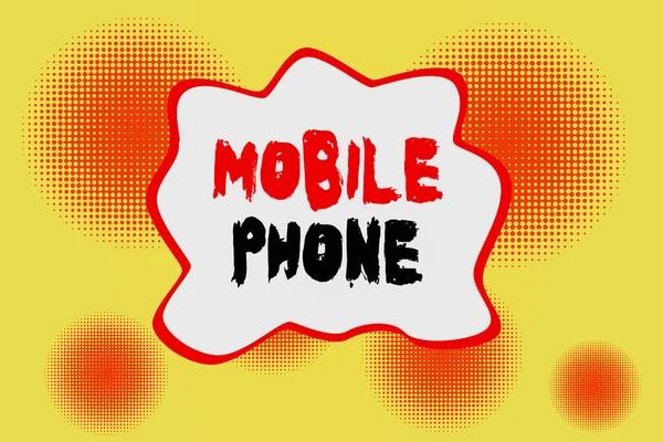 Textzeichen mit Mobiltelefon. Ein Handheld-Gerät, mit dem Anrufe und Nachrichten verschwanden. abstraktes nahtloses rundes Muster. Gefälle. — Stockfoto