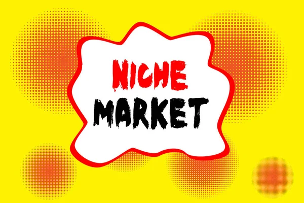 Text sign showing Niche Market. Conceptual photo Subset of the market on which specific product is focused Halftone circles vanishing. Abstract seamless round pattern. Gradient.