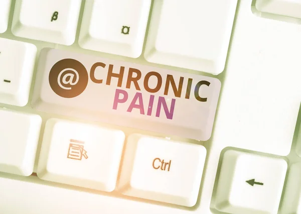 Word writing text Chronic Pain. Business concept for pain that is ongoing and usually lasts longer than six months White pc keyboard with empty note paper above white background key copy space.