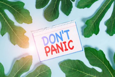 Text sign showing Don T Panic. Conceptual photo sudden strong feeling of fear prevents reasonable thought. clipart